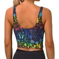 thumbnail image 3 of Vsdgher Magical Mushrooms and Flowers Print Women Sleeveless Athletic Tank Top Built-in Bra Camisole Sports Vest for Yoga Running Fitness Exercise with Removable Pads, 3 of 8