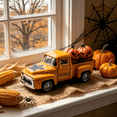 thumbnail image 4 of MInHoues Halloween Orange Vintage Metal Truck with 3 Mini Pumpkin Figurines Ornament，4.9"Farmhouse Halloween Centerpieces for Table Home Mantel Pumpkin Tiered Tray Decor Party Gift, 4 of 9