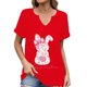 thumbnail image 1 of Corto para las Mujeres Casual Verano 2025 Pascua Impresión V-Cuello Camiseta, Ligero 95% Poliéster 5% Spandex Top para Toda la Temporada Hogar Y Diario, 1 of 7