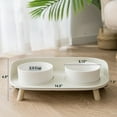 thumbnail image 4 of Double Bowl Ceramic Bowl Feeder Set, White, 4 of 5