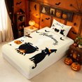 thumbnail image 5 of Erosebridal Halloween Witch Skull Twin Sheets, Kawaii Vampire Bedding, Peach Black, Halloween Reversible, 3 Pieces, 1 Flat Sheet, 1 Fitted Sheet and 1 Pillowcase, 5 of 6