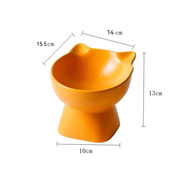 Cuenco para gatos, cuenco elevado para comida y agua, cuenco para gatos con inclinación de 15° que reduce la presión del cuello, fácil de limpiar, para gatos y perros pequeños, amarillo kaili Sencillez