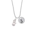 thumbnail image 2 of Delight Jewelry Silvertone Imitation Pearl Snowman Silvertone Script Initial Disc - S - Charm Necklace, 20"+3", 2 of 4