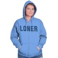thumbnail image 3 of Loner Simple Anti Social Statement Zip Up Hoodie Men's Women's Brisco Brands 3X, 3 of 6