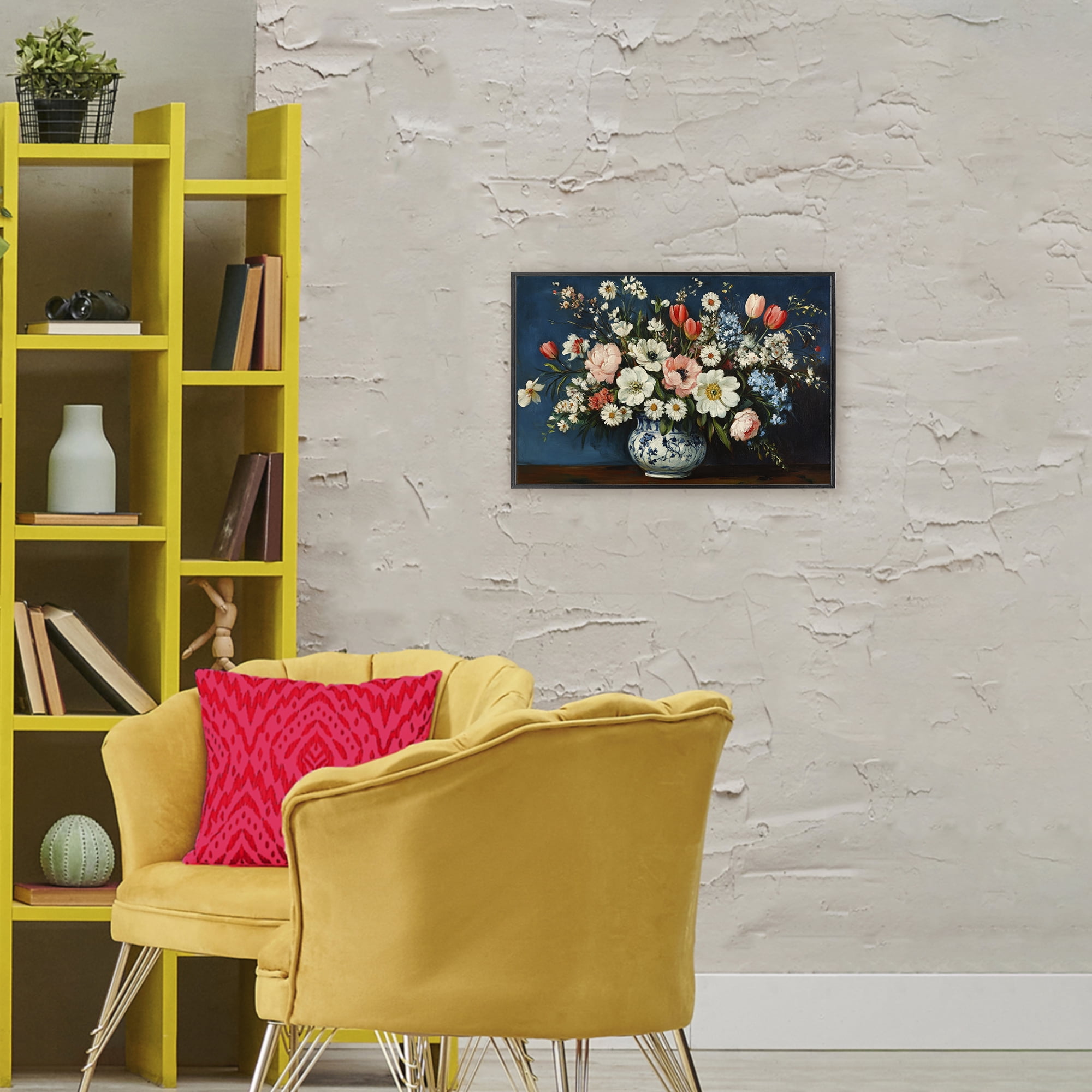 Stupell Industries Colorful Bouquet in Vase Black Framed Giclee Art, design by Petal Prints Design