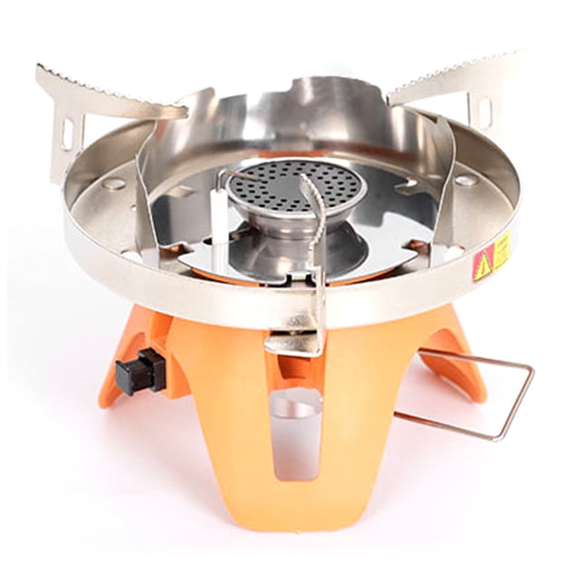 yeacher Réchaud de Camping Extérieur Portable avec Plaque Coupe-Vent, Brûleur à Gaz Haute Efficacité pour la Randonnée, le BBQ et les Pique-Niques, Conception Compacte et Légère, Construction en Acier Inoxydable, Sortie de Puissance 1800W