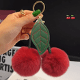thumbnail image 4 of Farcauo Plush Cherry Keychain Cute Bag Charms Stylish Keychains for Women Kawaii Burgundy Purse Charm Car Keyrings, 4 of 7
