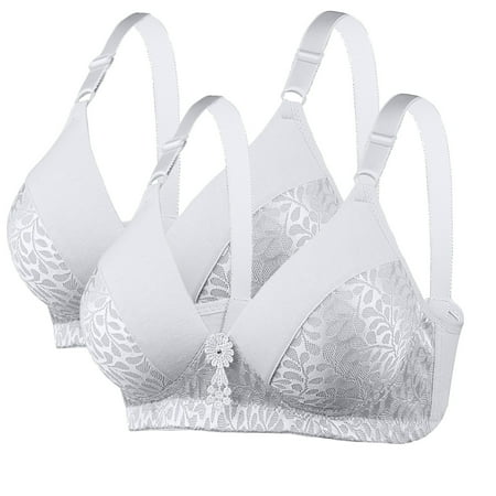 Summer Savings Clearance  Womens 2 Pack Everyday Bra  Plunge V Bras for Women No Underwire Wireless Push up Bra Full Coverage Bralette Seamless T Shirt Everyday Sleep Bra S-XL