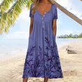 thumbnail image 2 of Vikakiooze Women Summer Printing Causal V-Neck Button Short Sleeve Vacation Pockets Dress, 2 of 4