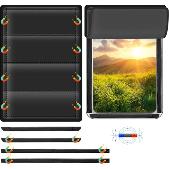 RV Door Window Shade Cover - Magnetic RV Blackout Window Cover with UV Protection and Privacy Features (25 * 16 in) Foldable Magnet Design, Waterproof Fabric, and Reflective Silver Coating