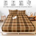 thumbnail image 5 of Twin XL Size Fitted Sheet Set - Brown Checkered 2 Piece Bedding Sets 16" Deep Pocket Fitted Sheet with 1 Pillowcases, Modern Farmhouse Brwon Buffalo Plaid Brushed Microfiber Hotel Luxury Bed Sheets, 5 of 9