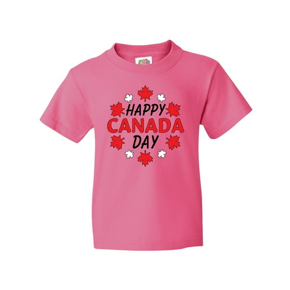 Inktastic Happy Canada Day- maple leaf circle Youth T-Shirt