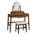 thumbnail image 6 of Linon Gwen 2-Piece Vanity Set, Includes Vanity and Bench, Walnut Finish with Natural Fabric, 6 of 13