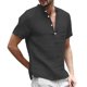 thumbnail image 1 of Camisa informal de manga corta con botones y color liso para hombre: poliéster ligero, corte holgado, lavable a máquina - S-XXXXL, 1 of 5