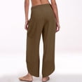 thumbnail image 5 of Cotton and Linen Casual Pants for Womens Plus Size Solid Color Elastic Waist Irregular Pants With Pockets At The Bottom Of The Pants Up to 65% off!, 5 of 8