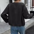 thumbnail image 4 of Stichou Womens Cropped Bomber Jackets Trendy Casual Collarless Pea Coat Zip Up Sping Fall Short Jacket Black L, 4 of 6