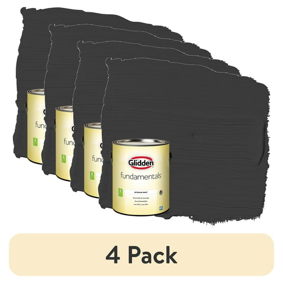(4 pack) Glidden Fundamentals Grab-N-Go Black Eggshell Interior Paint, 1 Gallon