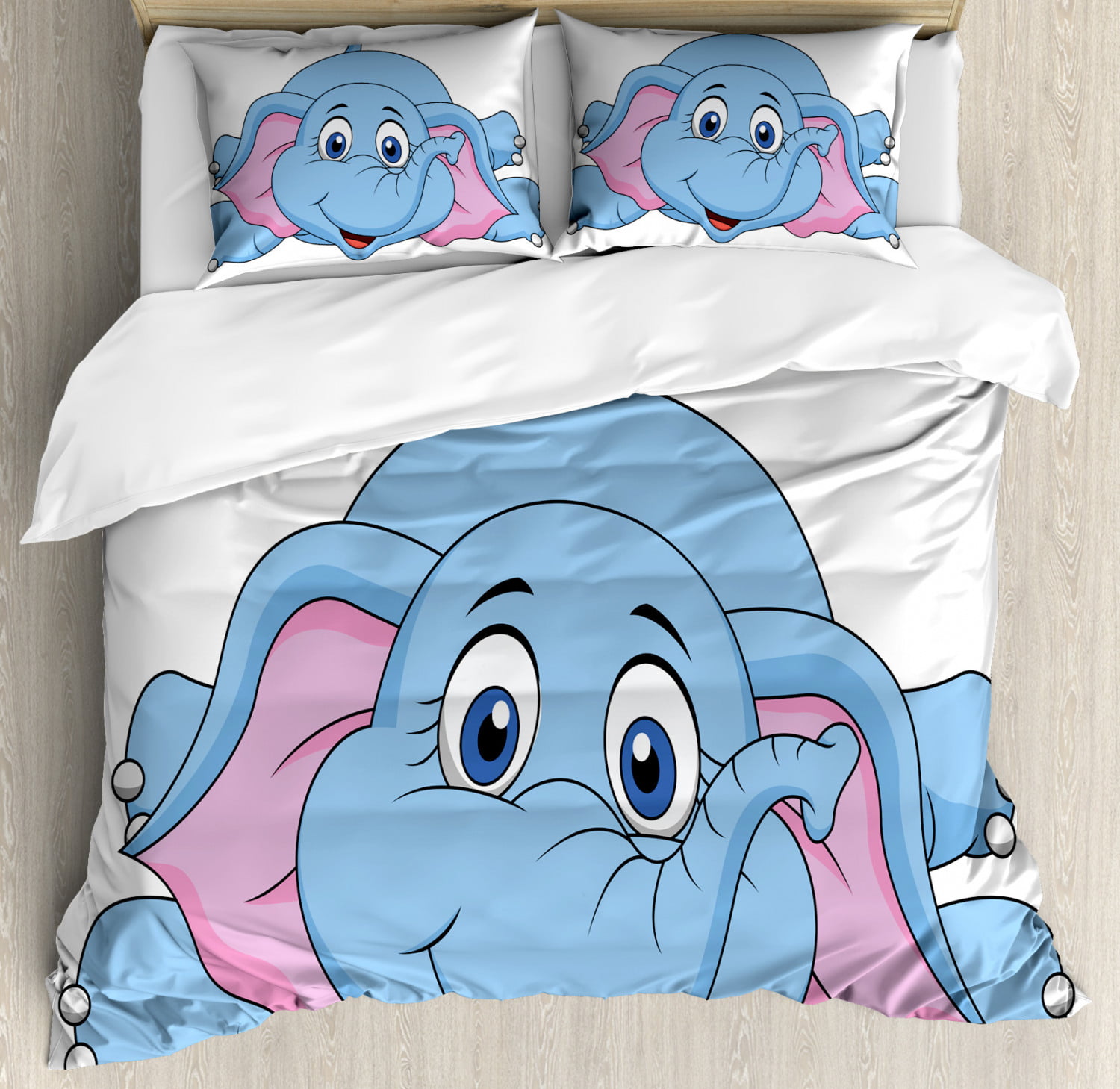 Elephant print king size bed sheet with 2 zipper pillow cover set 100 % cotton 