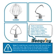 Beaquicy K45WW Stand Mixer Attachments Dough Hook Wire Whip Flat Blade Paddle with Scraper for KSM150 Tilt Head
