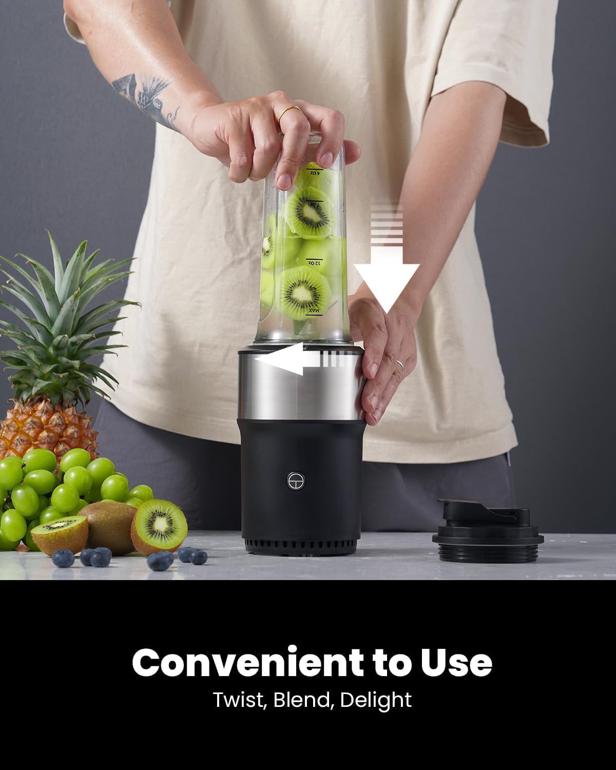 Blender for Smoothies, 900W Personal Blender with 2 x 24oz To-Go Cups For Smoothies Milkshakes, Juices,Black