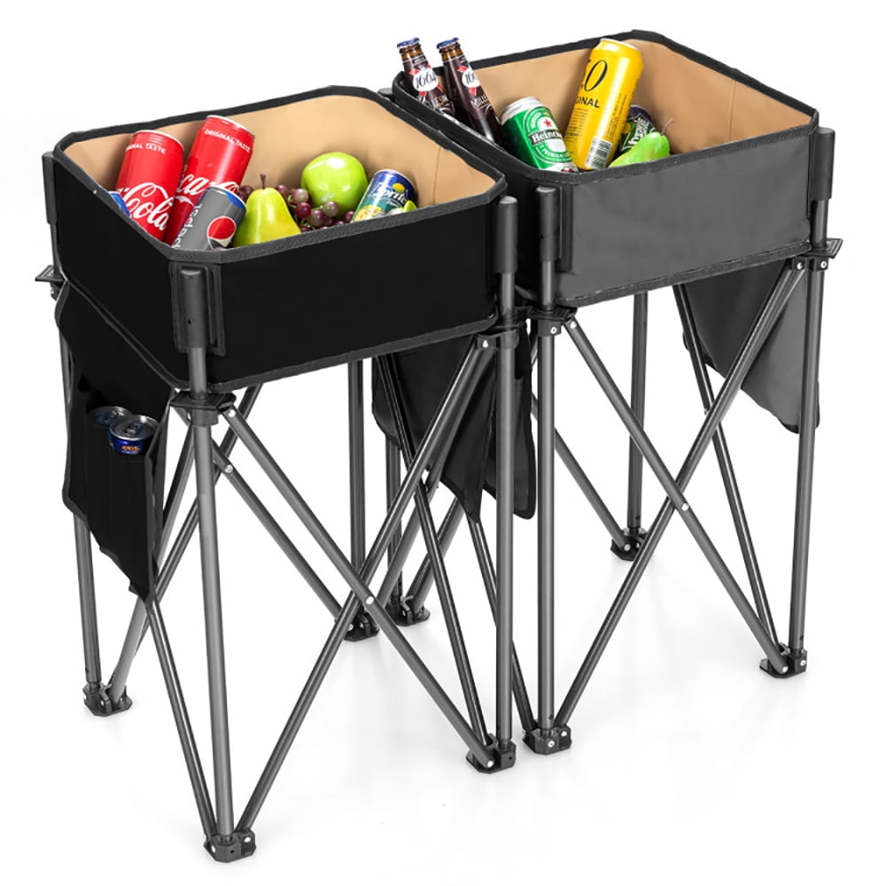 Aimee Lii 2 Pieces Folding Camping Tables with Large Capacity Storage Sink for Picnic, PorTable Tables Folding, Foldable Patio Table, Black Aimee Lii 2 Pieces Folding Camping Tables with Large Capacity Storage Sink for Picnic, PorTable Tables Folding, Foldable Patio Table, Black