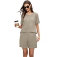 thumbnail image 2 of Asklazy Women's Pajamas Set short Sleeve and short Pants 2 Piece Pjs Sleepwear with Pockets,US Size,Apricot,L, 2 of 9