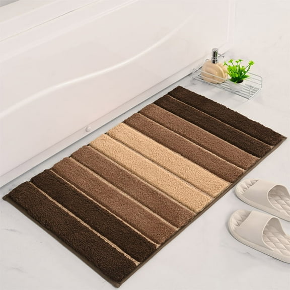 Kbndieu Bathroom Rugs 24 x 16, Microfiber Colorful Striped Bath Mat Soft Absorbent Bathroom Floor Mat Non-slip Machine Washable Bath Rugs Carpet for Bathroom Kitchen Doorway