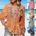 thumbnail image 6 of ERkkoi Womens Tops Boho Floral Tunics Fiesta Shirts Peasant Hippie Clothes Traditional Bohemian Blouses Yellow S, 6 of 6