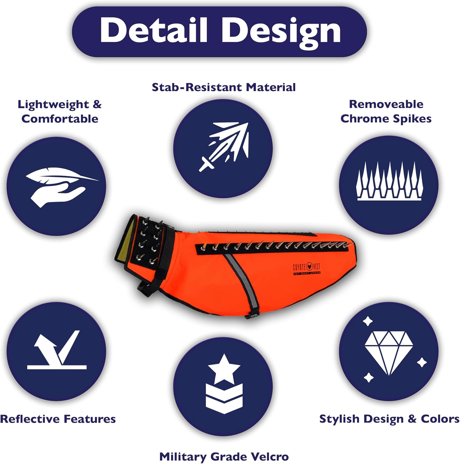 CoyoteVest (Small, Fluorescent Orange) Dog Harness Protection Vest, Reflective Dog Accessories with Spikes to Shield Your Pet from Raptor and Animal Attacks, Proudly Made in America