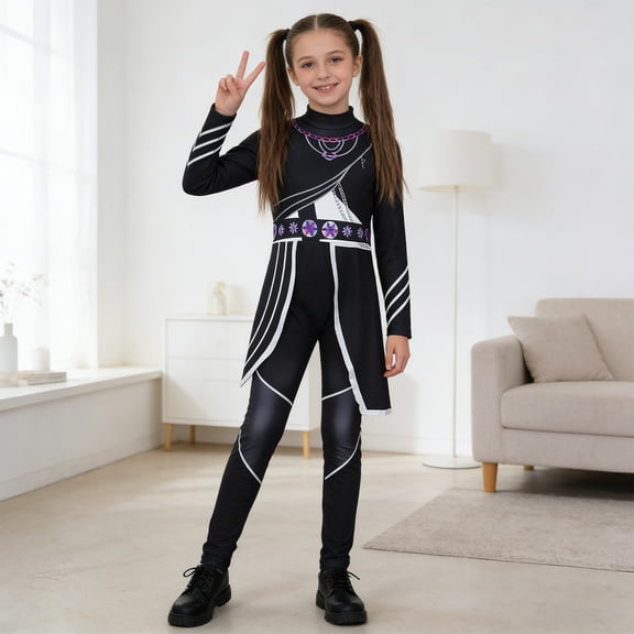 G'irl's Halloween Costume, Pop Singers Idol Group Fancy Dress up Outfit with Tank Jacket & Shorts, Halloween Cosplay Stage Performance Suit for Carnival & Party Events