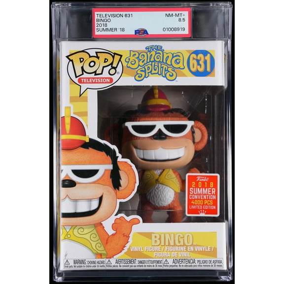 The Banana Splits, PSA Graded 8.5 NM-MT , Bingo (2018 Summer Convention) Collectible Vinyl Figure #631, Fully Encapsulated Bundle with Compatible Funko Pop! PSA Hard Protector Case