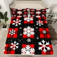 thumbnail image 2 of Feelyou Snowflake Twin Sheet Sets for Teens, Black Red Plaid Twin Fitted Sheet, Merry Christmas Flat Sheet, Breathable Home Decor,3-Piece, 2 of 7