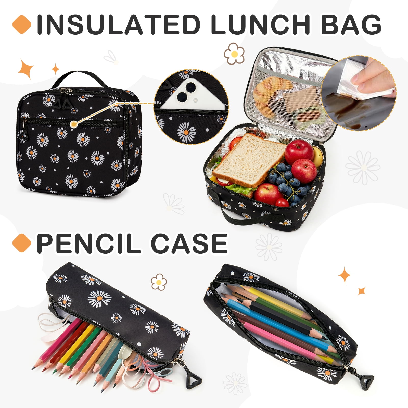 Inadays School Backpacks for Teens 3PCS Set Middle School Bookbag Students Lightweight Durable Casual Outdoor Daypack College