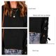 thumbnail image 4 of Jersey de mujer Camisa corta con cordones Manga larga Cuello redondo Hombro caído Túnica de otoño suelta para otoño Primavera Negro S, 4 of 5