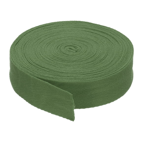 1"/2.5cm Cotton Twill Tape 10 Yards Cotton Ribbon Bias Binding Tape Herringbone Webbing Trim Army Green