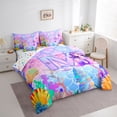 thumbnail image 3 of jejeloiu Cute Mermaid 7-Piece Twin Bedding Sets,Watercolor Letter M Bedding Comforter Set For Kids Girls Reversible, 3 of 8
