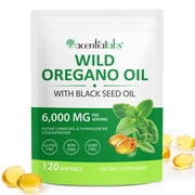 Oregano Oil & Black Seed Oil Softgels – 6,000 mg Blend, Supports Digestive & Immune Wellness, 120 Softgels