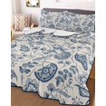 thumbnail image 3 of Quilts Twin Size Bedding Set, Vintage Spring Floral Lightweight Quilted Comforter, Farmhouse Summer Botanical Retro Soft Reversible Bedspread Coverlet with Pillow Covers for All Season, 68" x 86", 3 of 7