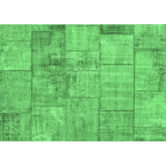 Ahgly Company Indoor Rectangle Patchwork Emerald Green Transitional Area Rugs, 5' x 8'