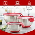 thumbnail image 4 of Mixing Bowls with Lids Set of 3, Stainless Steel Nesting Bowls with Red Airtight Lids, Graters, Non-Slip Base and Handles, Bowl Set for Prep, Mixing, and Food Storage, 4 of 9