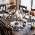 thumbnail image 4 of Fall Abstract Round Braided Placemats Set of 4, Pumpkin Flower Leaves Dot Black Heat Insulation Place Mats Washable Non-Slip Table Mats for Kitchen Dining Party, 13 Inches, 4 of 9