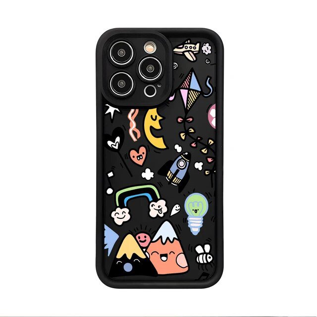 Creative Cartoon Phone Case For iPhone 14 13 11 12 Pro Max 7 8 Plus X XS Max XR Shockproof Liquid Silicone