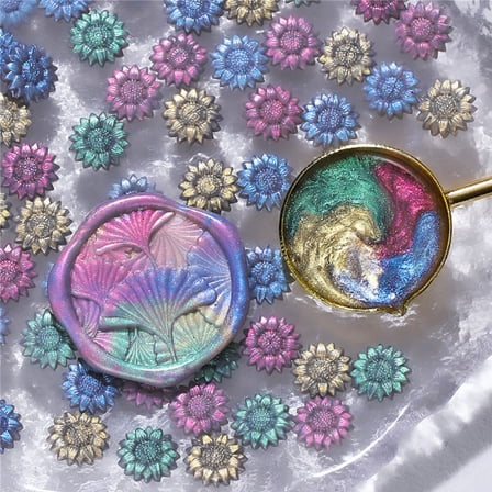 Acahhotxx Sealing Beads, 100PCS Gilter Sealing Beads Flower Sealing Beads for Sealing Wedding Invitation, Christmas Wrapping - G