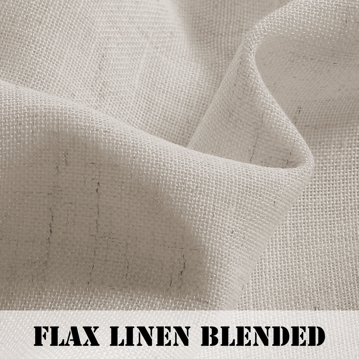 H.VERSAILTEX Linen Sheer Curtains 2 Panel Sets 72 Inch Length- Semi Transparent Privacy Sheer Vertical Curtains & Drapes for Villa/Cottage, Angora, 52 x 72 Inch