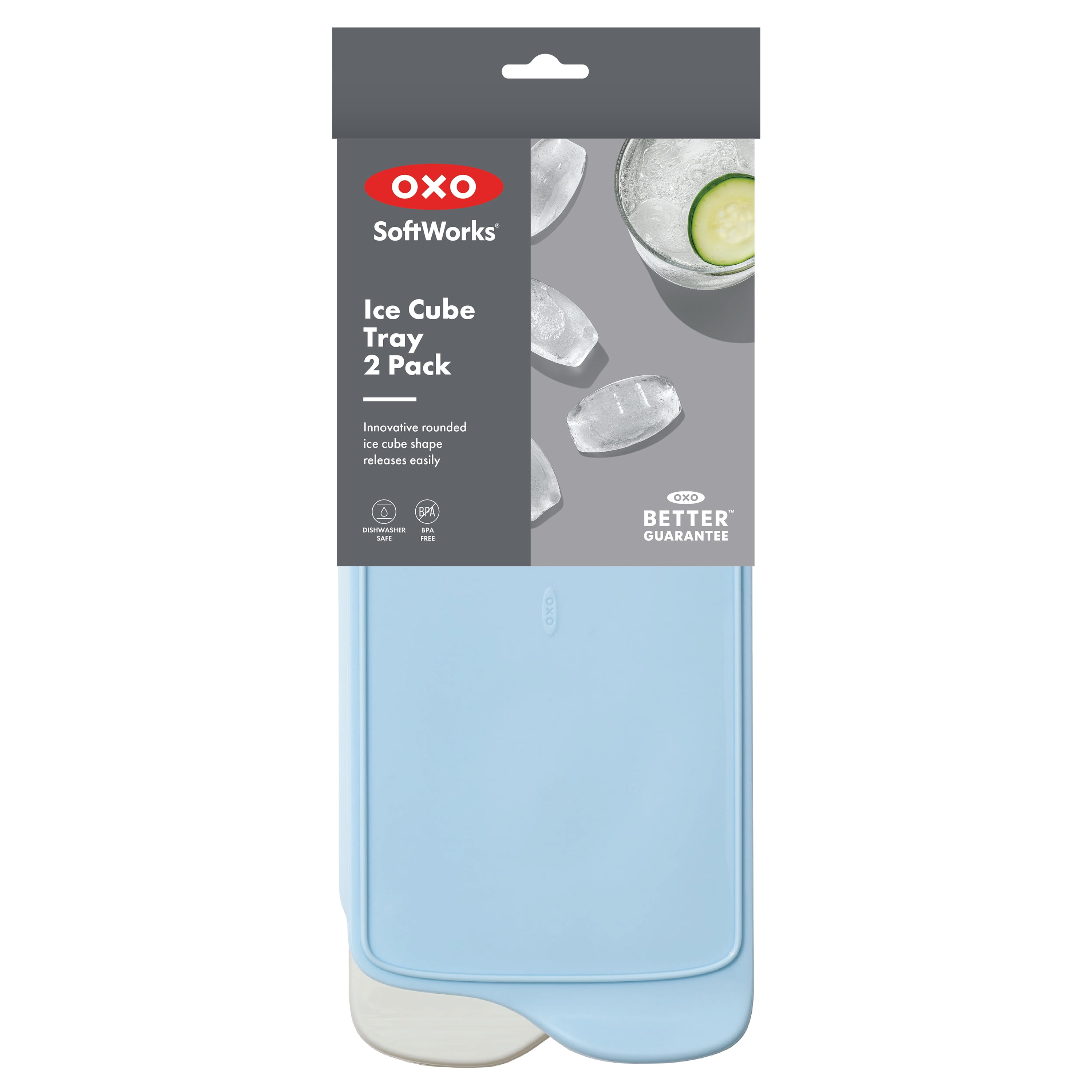 OXO SoftWorks Ice Cube Tray 2 Pack with Sliding Lid, Blue, Easy OXO SoftWorks Ice Cube Tray 2 Pack with Sliding Lid, Blue, Easy