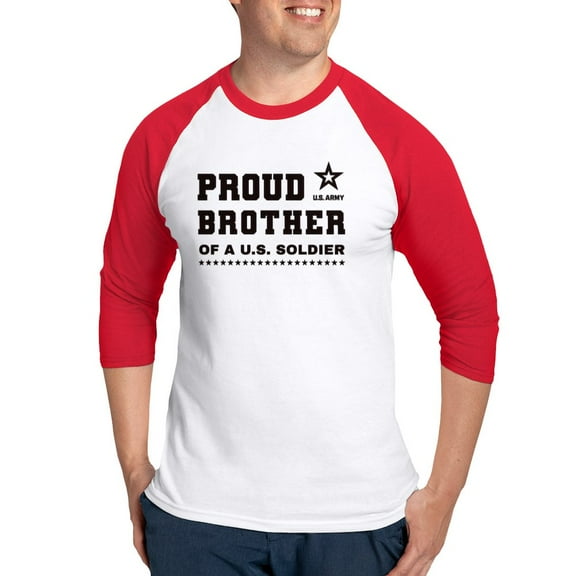 CafePress - Proud Brother Of A Soldier Black Baseball Jersey - Cotton Baseball Jersey, 3/4 Raglan Sleeve Shirt