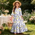 thumbnail image 7 of ITSAME Girls Floral Dress Crew Neck Ruffle 3/4 Sleeve Summer Flowy Casual A-Line Dress Yellow Size 5T, 7 of 7