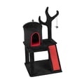 thumbnail image 2 of ZephyPaws Halloween Cat Tower Cat Tree with Spacious Cat Condo,  Gothic Cat Tree for Indoor Cats Scratching Ladder, Spider Toy for Indoor Cats, Red & Black, 2 of 7