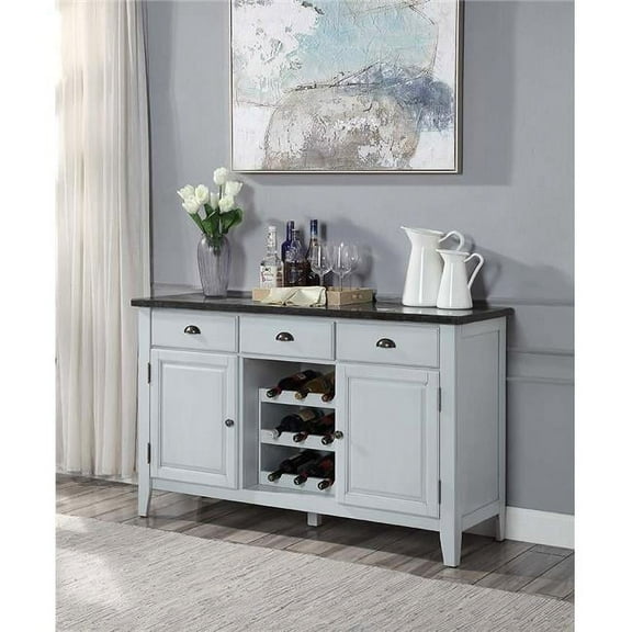 Acme Lanton Server in Marble & Antique White Finish Dining room furniture