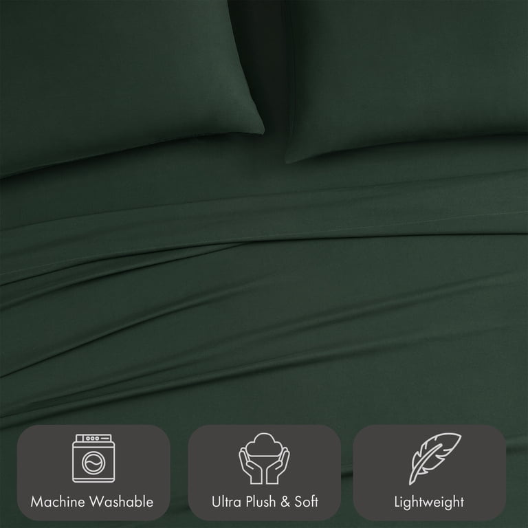 Pawz Pine Green King Sheet Set, Soft Microfiber Bed Sheets with 2
